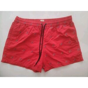 Paul Smith Swimwear Swim Short Large Red Embroidered Fluoro Flash  4 Inseam